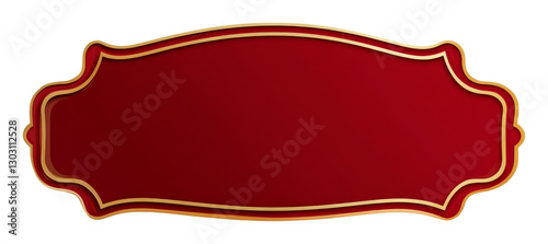 Elegant Red Label With Gold Border Isolated on Transparent Background