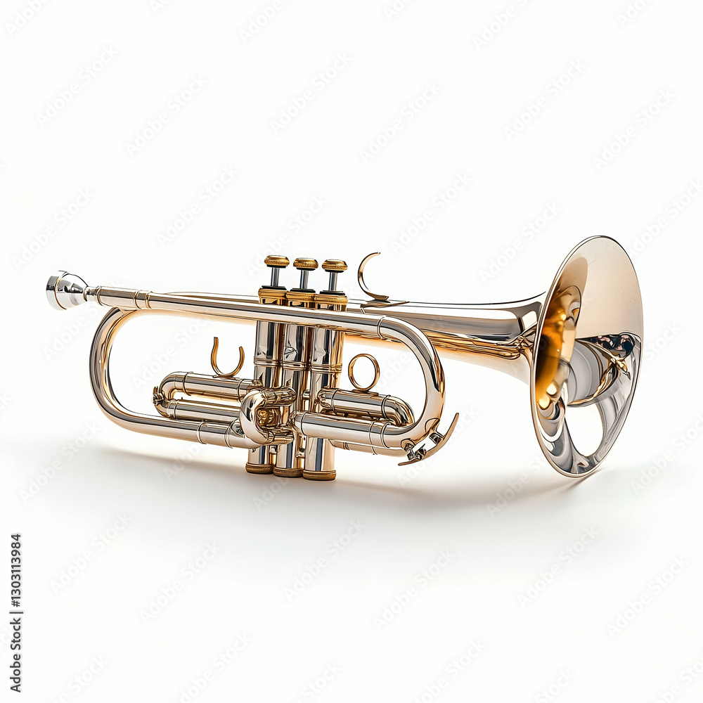 Obraz premium <Trumpet Solo: Captivating Music Performance with Brass Instrument in Studio>
