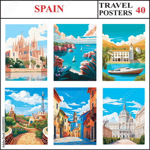 Spain Palma Menorca Mallorca Travel Poster Wall Art Print Collection Set Part 40