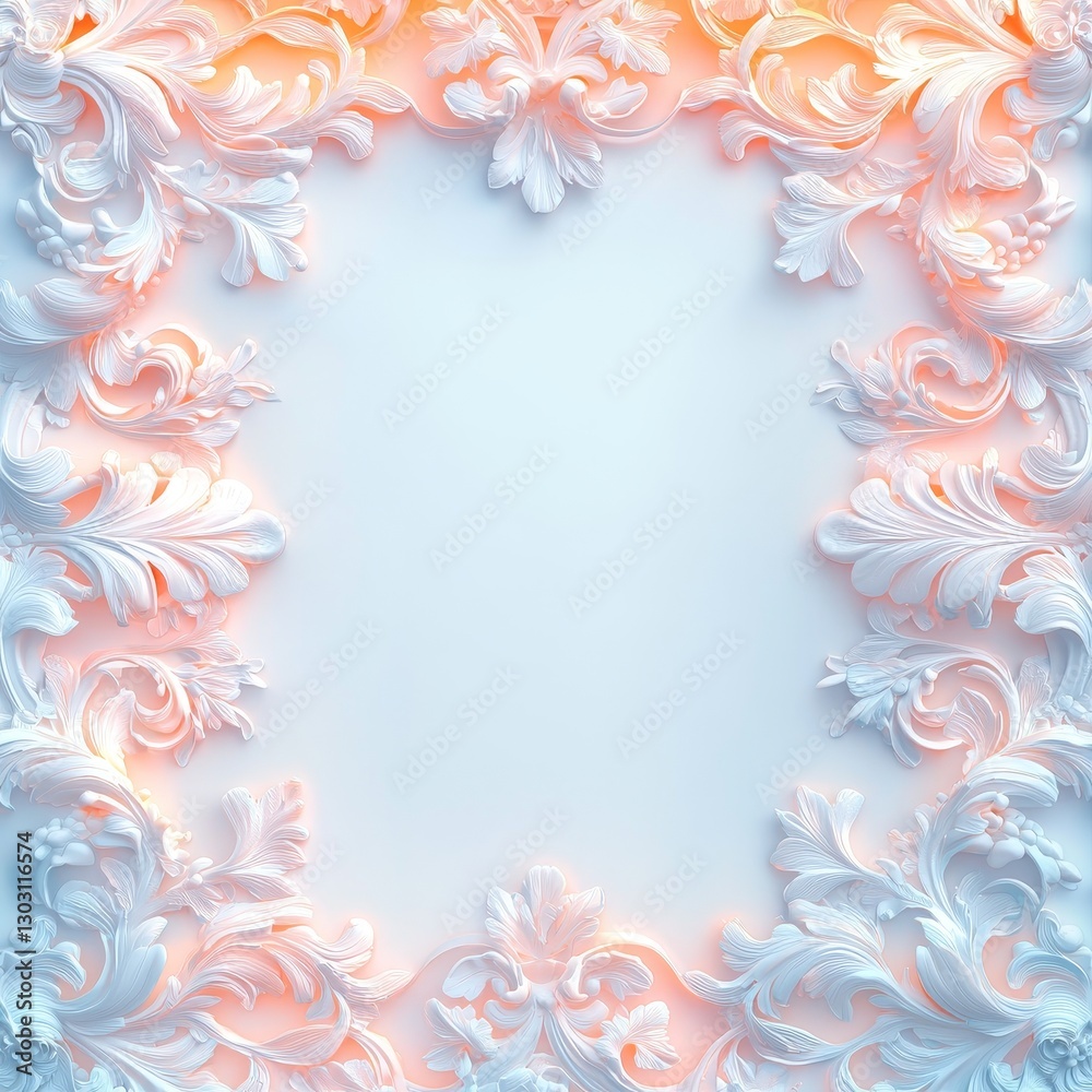 Fototapeta premium Elegant floral frame studio digital art soft lighting close-up decorative design