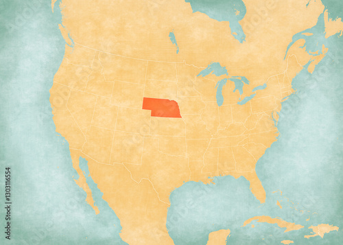 Map of United States of America - Nebraska
