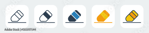 eraser icons with five different styles