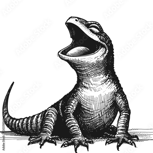 Lizard laugh line art drawing ink sketch vector hand drawn illustration background giggles in the wild when animals crack up