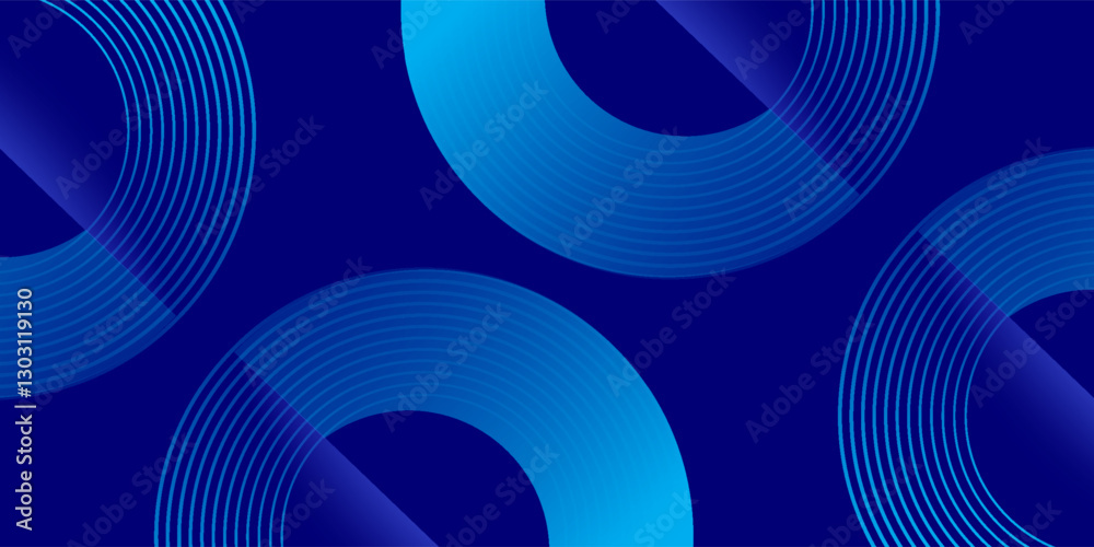 Circle abstract background. Blue gradient circular shape elements. Minimalist geometric pattern. Modern design. vector