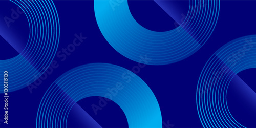 Circle abstract background. Blue gradient circular shape elements. Minimalist geometric pattern. Modern design. vector