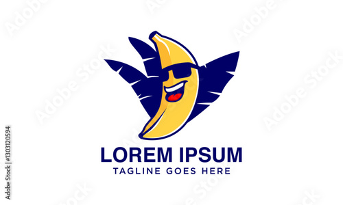 premium logo mascot banana with glasses