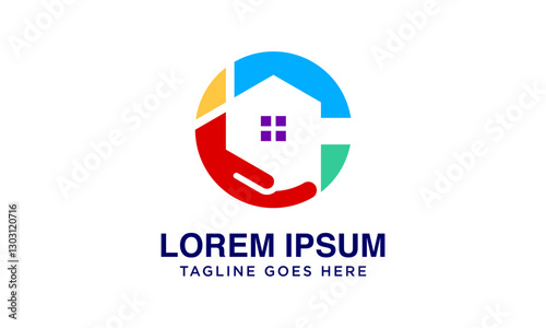 premium logo house and hand