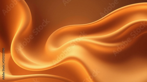 Abstract background showcasing flowing smooth golden fabric, creating a soft and luxurious feel with its satin-like texture and gentle curves.