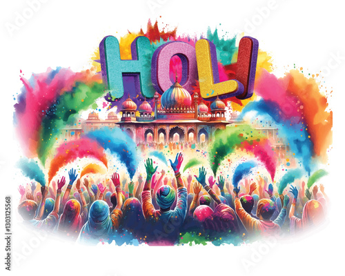 Illustration Of Indian Festival Happy Holi Sale Poster Or Banner Discount Offer Background.