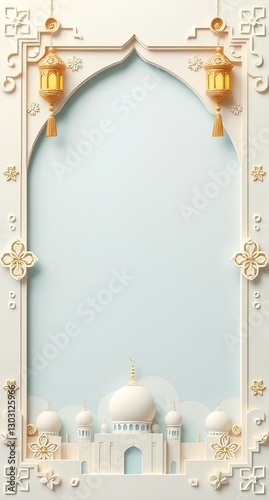 elegant eid mubarak background with islamic ornamental  photo