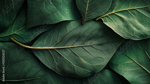 Realistic patterns of leaf veins, intricate swirls and lines, shades of green, natural and organic background