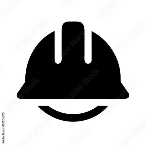 Hard hat icon with solid design in minimalist style for safety and construction