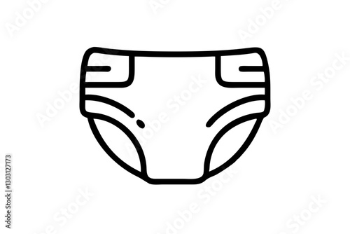 Disposable Baby or Adult Diaper Icon – Line Art Vector