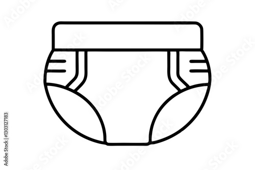 Disposable Baby or Adult Diaper Icon – Line Art Vector