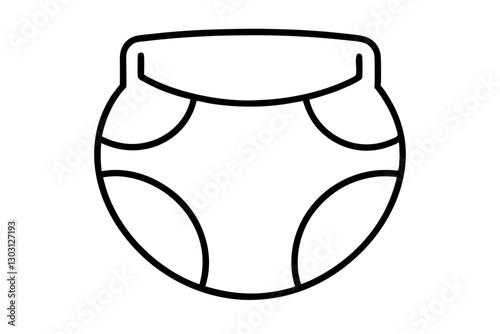 Disposable Baby or Adult Diaper Icon – Line Art Vector