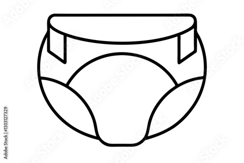 Disposable Baby or Adult Diaper Icon – Line Art Vector