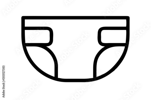 Disposable Baby or Adult Diaper Icon – Line Art Vector