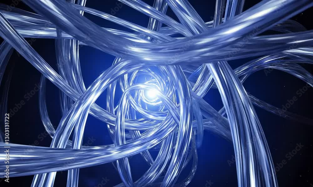 Entangled Shiny Tubes Spinning Towards a Bright Cosmic Light Source Entangled Shiny Tubes Spinning Towards a Bright Cosmic Light Source
