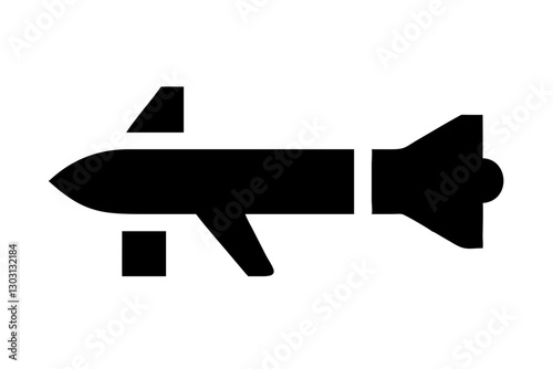 Guided Missile Weapon or Ballistic Rocket Weapon Icon - SVG Vector Graphic

