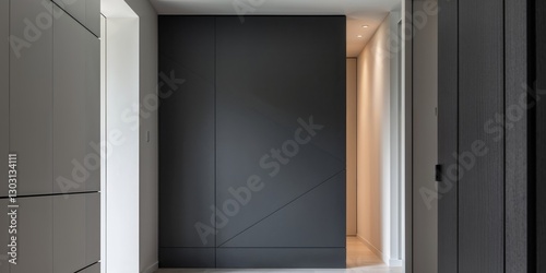 Modern Entryway with Dark Gray Accent Panel