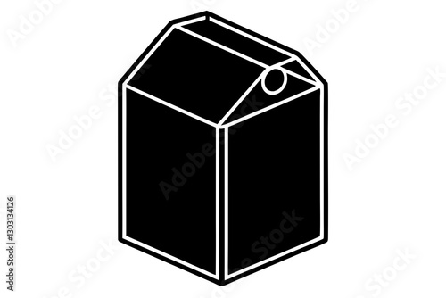 Large Milk Carton Icon | Line Art Dairy Box | SVG Vector