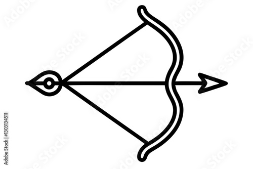 Long Bow and Arrow Icon | Archery Line Art | SVG Vector