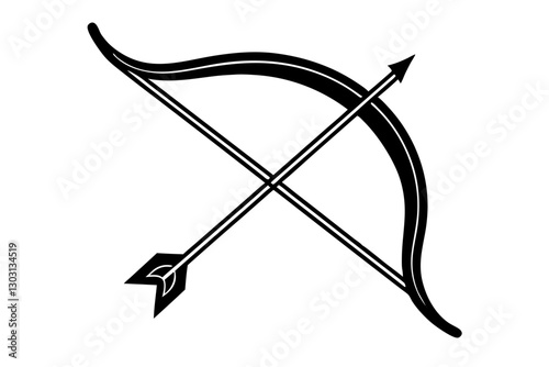 Long Bow and Arrow Icon | Archery Line Art | SVG Vector