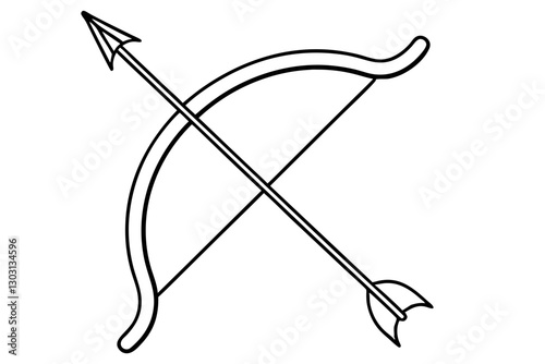 Long Bow and Arrow Icon | Archery Line Art | SVG Vector