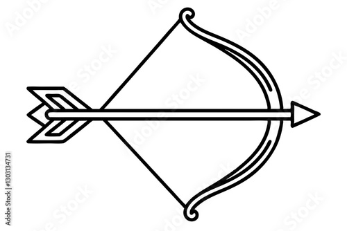 Long Bow and Arrow Icon | Archery Line Art | SVG Vector