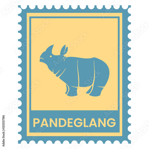 Stamp Featuring Rhino from Pandeglang