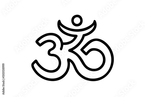 Om Aum Symbol of Hinduism Flat Icon for Apps

