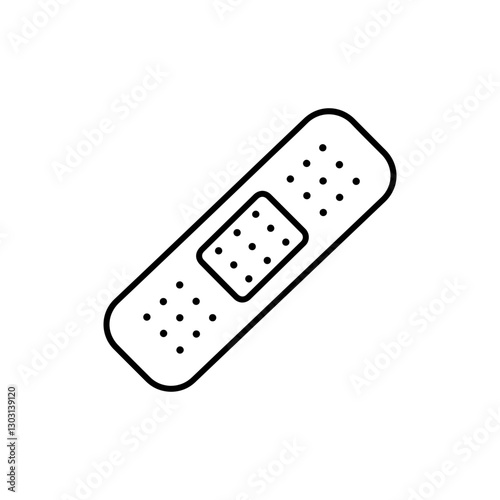 Adhesive Bandage Patch Icon – Representing First Aid, Medical Care, and Wound Healing