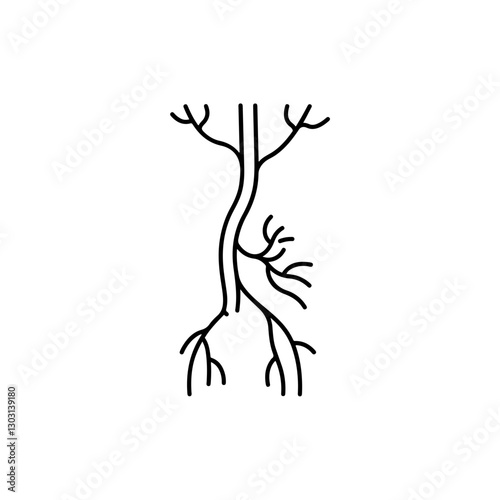 Arteries Icon – Representing Vascular System, Circulatory Health, and Curved Blood Vessels
