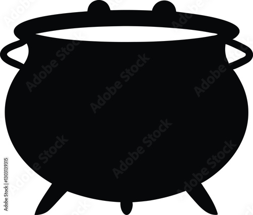 Cauldron silhouette, cauldron vector illustration, Witches black cauldron isolated on vector illustration