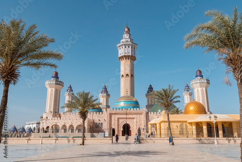 Outside view architecture details of Touba Mosque in Touba Senegal