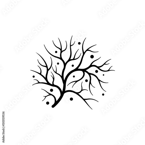 Capillaries – Micro Blood Vessel Network Icon for Human Anatomy and Circulatory System