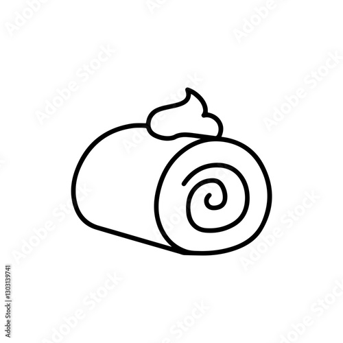 Cream Roll Icon – Minimal Line Design for Desserts, Sweets, and Baking