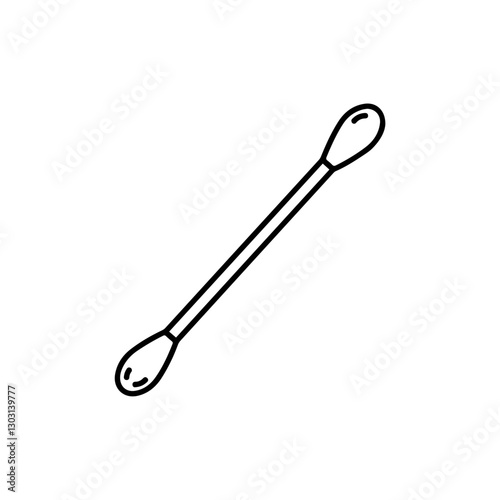 Cotton Swab Medical Icon – Thin Line Design for Health, Hygiene, and Medical Use