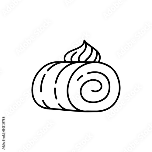 Cream Roll Icon – Minimal Design for Sweet Treats, Pastry, and Bakery Items