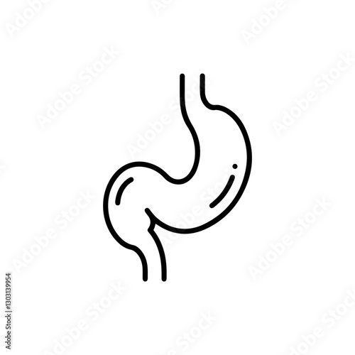 Esophagus Icon – A Simple Outline Representation of the Food Pipe, Symbolizing the Digestive System