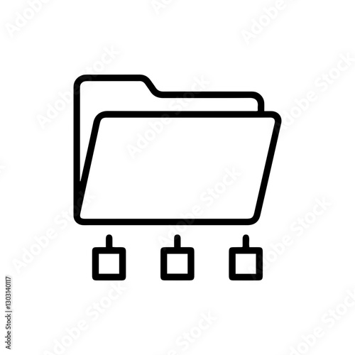 Folder Directory Icon – Line Design Representing Digital Organization and File Management