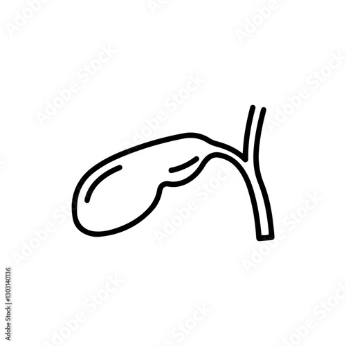 Gallbladder Icon – Outline Design Representing Bile Storage and Digestive System