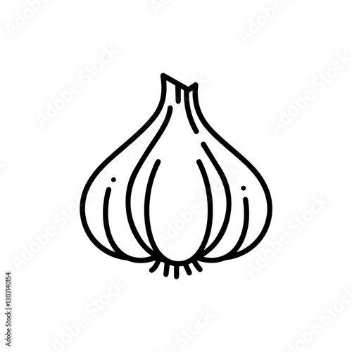 Garlic Bulb Icon – Thin Line Design Representing Food, Culinary, and Organic Produce