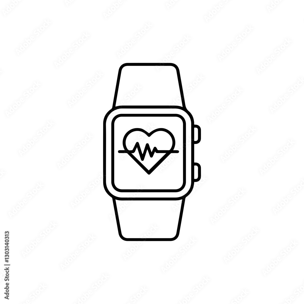 Heart Rate Watch Icon – Representing Fitness Tracking and Heart Rate Monitoring Technology