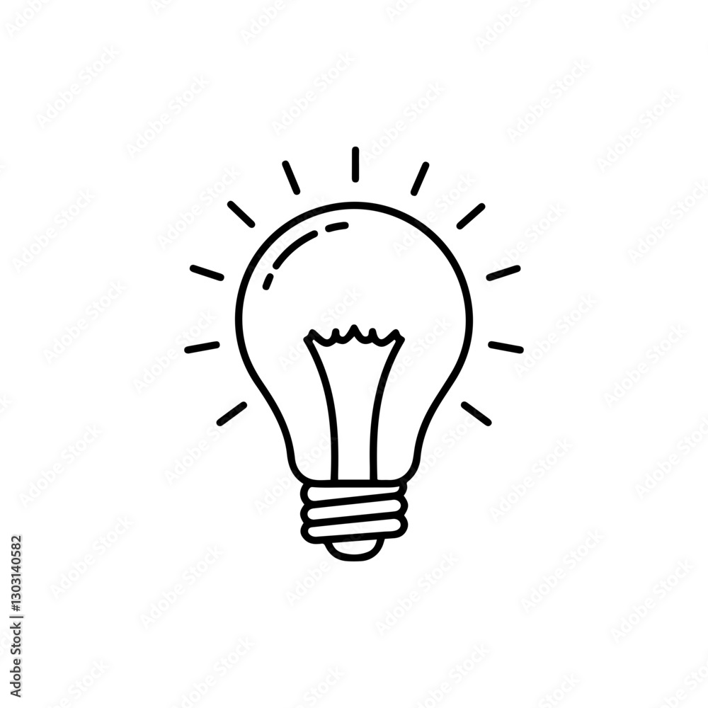 Lightbulb Idea Icon – Representing Creativity, Inspiration, and Innovative Thinking in Thin Line Design Lightbulb Idea Icon – Representing Creativity, Inspiration, and Innovative Thinking in Thin Line Design