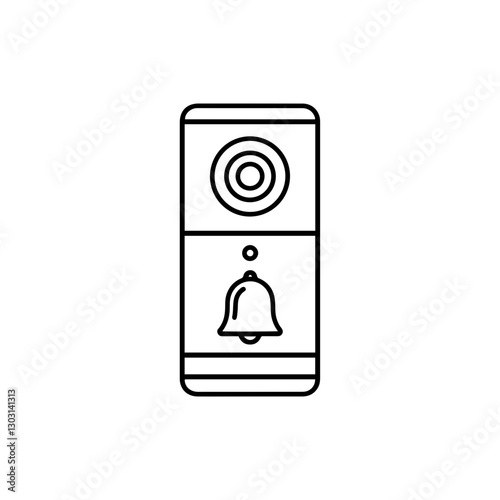 Smart Doorbell Icon with Camera – Representing Home Security, Smart Home Technology, and Safety