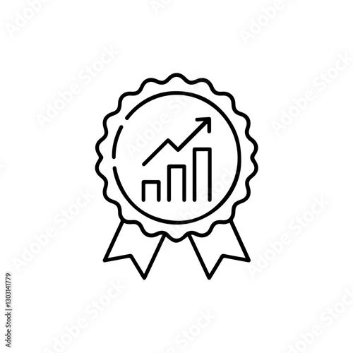 Top Performer Icon – A Badge with a Rising Bar Chart Representing Business Growth and Success