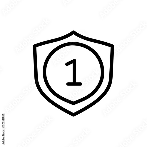 Top Rank Badge Icon – A Shield with Number One Representing Leadership and First Place