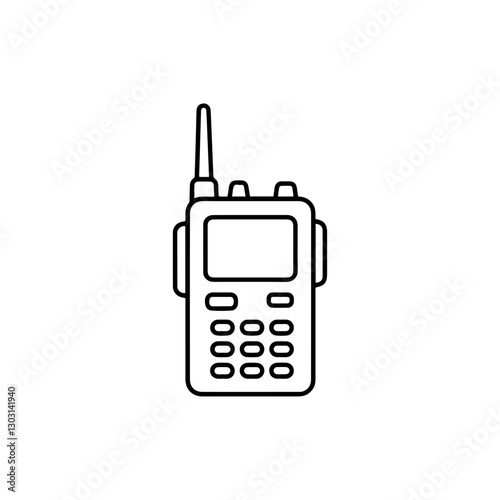 Walkie-Talkie Icon – Thin Line Design Representing Two-Way Radio Communication and Connectivity