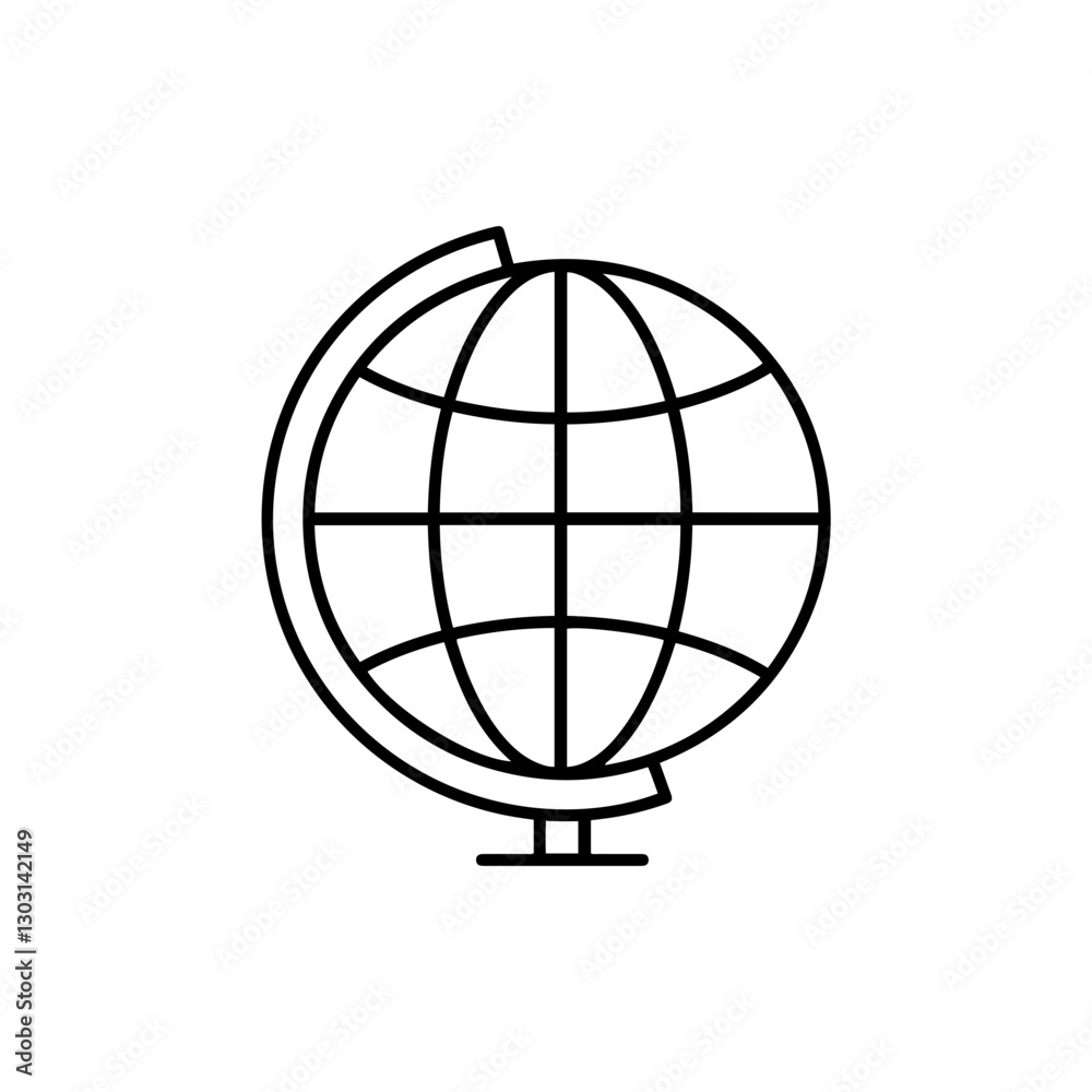 World Globe Icon – Minimal Thin Line Design Representing Global Connectivity and International Reach World Globe Icon – Minimal Thin Line Design Representing Global Connectivity and International Reach
